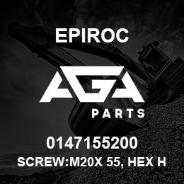 0147155200 Epiroc SCREW:M20X 55, HEX HD, STL 8.8 | AGA Parts