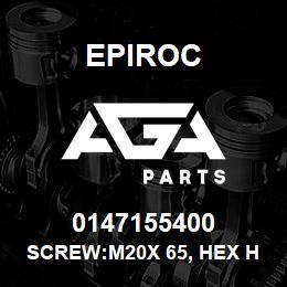 0147155400 Epiroc SCREW:M20X 65, HEX HD, STL 8.8 | AGA Parts