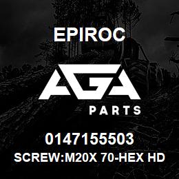 0147155503 Epiroc SCREW:M20X 70-HEX HD, ZN PLT, S | AGA Parts