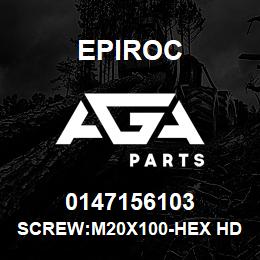 0147156103 Epiroc SCREW:M20X100-HEX HD, ZN PLT, S | AGA Parts