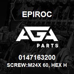 0147163200 Epiroc SCREW:M24X 60, HEX HD, STL 8.8 | AGA Parts