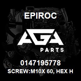 0147195778 Epiroc SCREW:M10X 60, HEX HD, ASME | AGA Parts