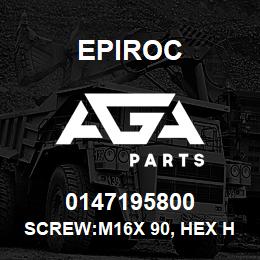 0147195800 Epiroc SCREW:M16X 90, HEX HD, ZN PLT | AGA Parts