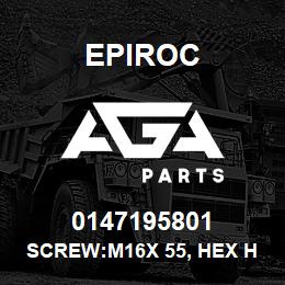 0147195801 Epiroc SCREW:M16X 55, HEX HD, ASME SA3 | AGA Parts