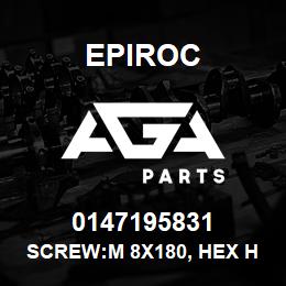 0147195831 Epiroc SCREW:M 8X180, HEX HD, ZN PLT, S | AGA Parts