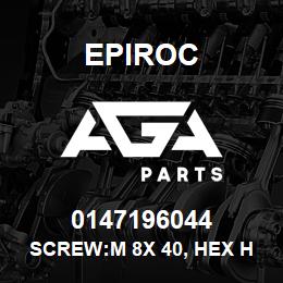 0147196044 Epiroc SCREW:M 8X 40, HEX HD, STL 8.8 | AGA Parts