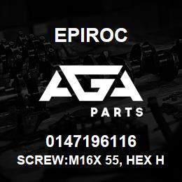 0147196116 Epiroc SCREW:M16X 55, HEX HD, ZN PLT | AGA Parts