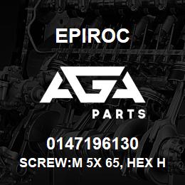 0147196130 Epiroc SCREW:M 5X 65, HEX HD, ZN PLT | AGA Parts