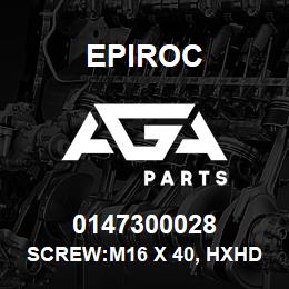 0147300028 Epiroc SCREW:M16 X 40, HXHD, 8.8, FLANGE | AGA Parts