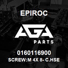 0160116900 Epiroc SCREW:M 4X 8- C.HSE HD SLOT, ST | AGA Parts