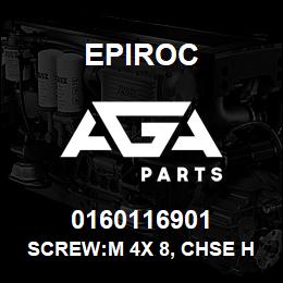 0160116901 Epiroc SCREW:M 4X 8, CHSE HD SLOT, SS | AGA Parts