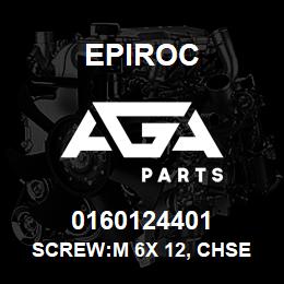 0160124401 Epiroc SCREW:M 6X 12, CHSE HD SLOT, SS | AGA Parts