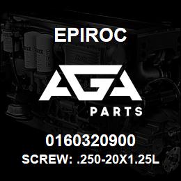 0160320900 Epiroc SCREW: .250-20X1.25L PAN HD, ZN | AGA Parts