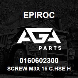 0160602300 Epiroc SCREW M3X 16 C.HSE HD SLOT, ZN | AGA Parts