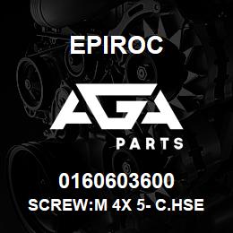 0160603600 Epiroc SCREW:M 4X 5- C.HSE HD SLOT, ZN | AGA Parts