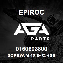 0160603800 Epiroc SCREW:M 4X 8- C.HSE HD SLOT, ST | AGA Parts