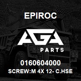 0160604000 Epiroc SCREW:M 4X 12- C.HSE HD SLOT, ZN | AGA Parts