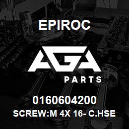 0160604200 Epiroc SCREW:M 4X 16- C.HSE HD SLOT, ZN | AGA Parts