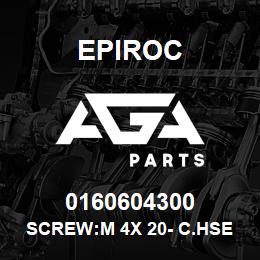 0160604300 Epiroc SCREW:M 4X 20- C.HSE HD SLOT, ZN | AGA Parts