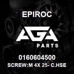 0160604500 Epiroc SCREW:M 4X 25- C.HSE HD SLOT, ZN | AGA Parts