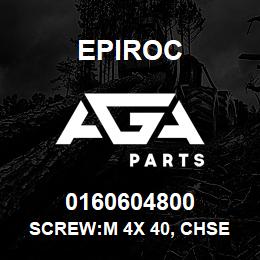 0160604800 Epiroc SCREW:M 4X 40, CHSE HD SLOT, ZN | AGA Parts