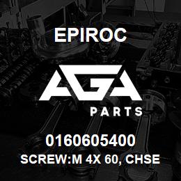 0160605400 Epiroc SCREW:M 4X 60, CHSE HD SLOT, ZN | AGA Parts