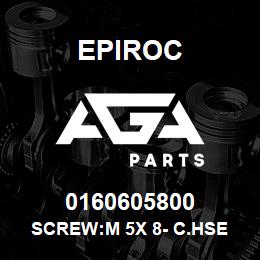 0160605800 Epiroc SCREW:M 5X 8- C.HSE HD SLOT, ZN | AGA Parts