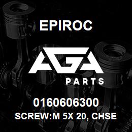 0160606300 Epiroc SCREW:M 5X 20, CHSE HD SLOT, ZN | AGA Parts