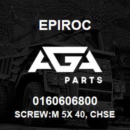 0160606800 Epiroc SCREW:M 5X 40, CHSE HD SLOT, ZN | AGA Parts