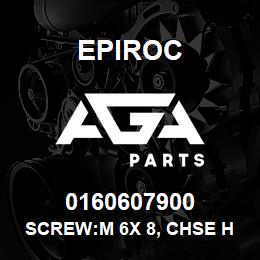 0160607900 Epiroc SCREW:M 6X 8, CHSE HD SLOT, ZN | AGA Parts