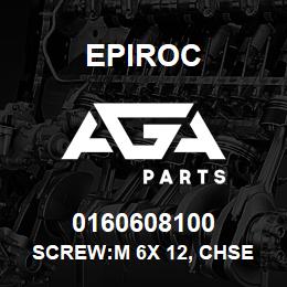 0160608100 Epiroc SCREW:M 6X 12, CHSE HD SLOT, ZN | AGA Parts