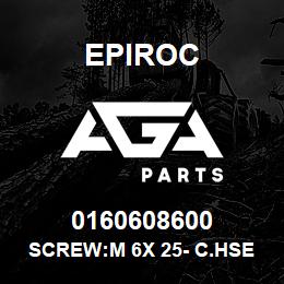 0160608600 Epiroc SCREW:M 6X 25- C.HSE HD SLOT, ZN | AGA Parts