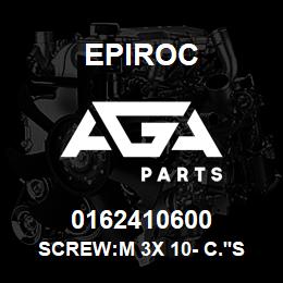 0162410600 Epiroc SCREW:M 3X 10- C.'SINK SLOT, ZN P | AGA Parts