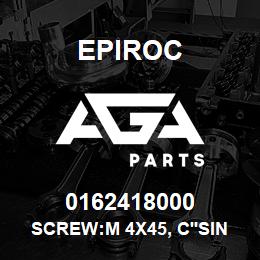 0162418000 Epiroc SCREW:M 4X45, C'SINK SLOT, ZN P | AGA Parts