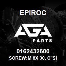 0162432600 Epiroc SCREW:M 8X 30, C'SINK SLOT, ZN P | AGA Parts