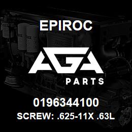 0196344100 Epiroc SCREW: .625-11X .63L SOC HD S | AGA Parts