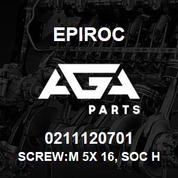 0211120701 Epiroc SCREW:M 5X 16, SOC HD CAP, ISO | AGA Parts