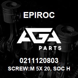 0211120803 Epiroc SCREW:M 5X 20, SOC HD CAP, ZN PL | AGA Parts