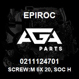 0211124701 Epiroc SCREW:M 6X 20, SOC HD CAP | AGA Parts