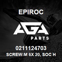 0211124703 Epiroc SCREW:M 6X 20, SOC HD CAP, ZN PL | AGA Parts