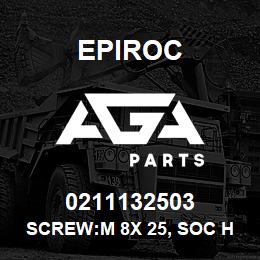 0211132503 Epiroc SCREW:M 8X 25, SOC HD, ZN PLT, S | AGA Parts