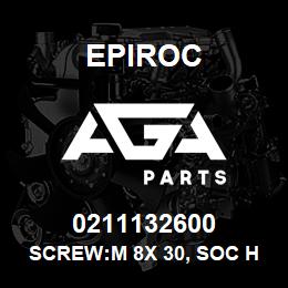 0211132600 Epiroc SCREW:M 8X 30, SOC HD, STL 12.9 | AGA Parts