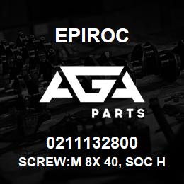 0211132800 Epiroc SCREW:M 8X 40, SOC HD CAP, STL | AGA Parts