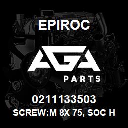 0211133503 Epiroc SCREW:M 8X 75, SOC HD CAP, ZN | AGA Parts