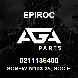 0211136400 Epiroc SCREW:M10X 35, SOC HD, CAP, STL | AGA Parts