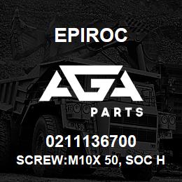 0211136700 Epiroc SCREW:M10X 50, SOC HD CAP, STL | AGA Parts