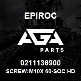 0211136900 Epiroc SCREW:M10X 60-SOC HD CAP, STL | AGA Parts