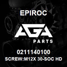 0211140100 Epiroc SCREW:M12X 30-SOC HD CAP, STL | AGA Parts