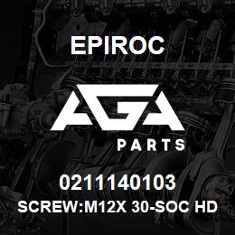 0211140103 Epiroc SCREW:M12X 30-SOC HD, ZN PLT, S | AGA Parts