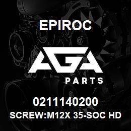 0211140200 Epiroc SCREW:M12X 35-SOC HD CAP, STL | AGA Parts